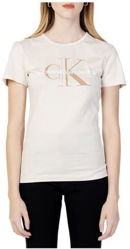 Donna T-shirt Beige XS Fibre sintetiche