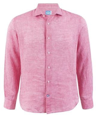 Uomo Camicia Rosa M 100% Lino