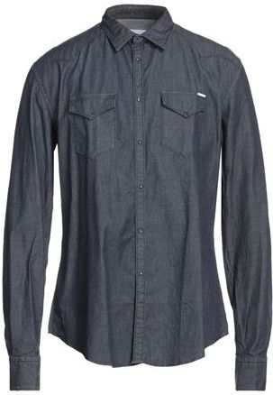 Uomo Camicia jeans Blu 39 98% Cotone 2% Elastan