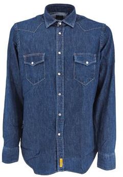 Uomo Camicia jeans Blu S Cotone