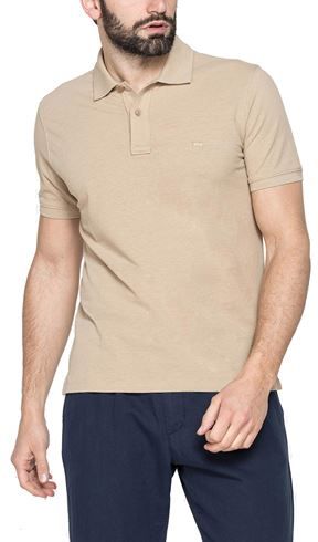 Uomo Polo Beige M Cotone