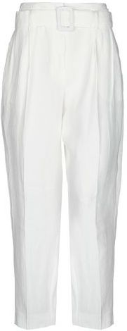 Donna Pantalone Bianco 44 100% Lino Cotone