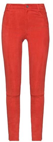 Donna Pantalone Arancione M 100% Pelle di agnello