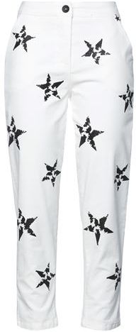 Donna Pantalone Bianco S 80% Cotone 20% Elastan
