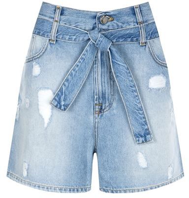 Donna Shorts jeans Celeste 26 Cotone