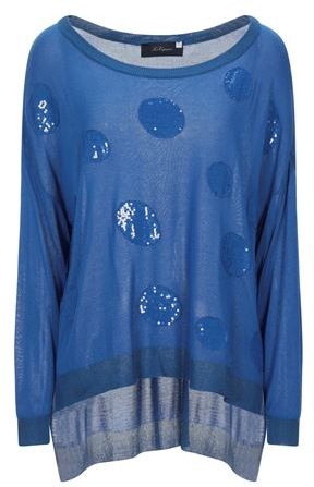 Donna Pullover Blu L 53% Viscosa 47% Poliammide