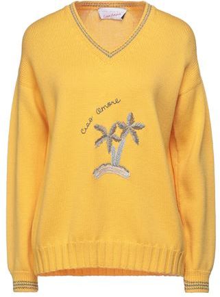 Donna Pullover Giallo M 97% Lana Merino 3% Lurex®