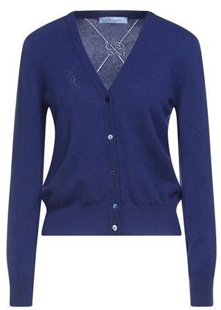 Donna Cardigan Blu 38 100% Cachemire