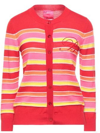 Donna Cardigan Rosso 38 100% Lana Vergine Viscosa Poliestere metallizzato Poliestere