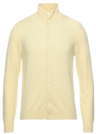 Uomo Cardigan Giallo chiaro L 100% Cotone