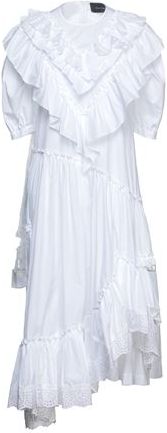 Donna Vestito midi Bianco 40 100% Cotone Poliestere