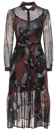 Donna Vestito midi Marrone S 100% Poliestere