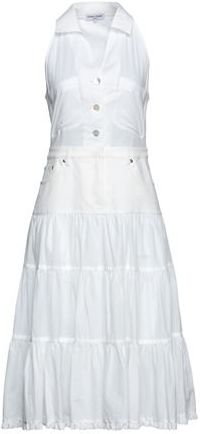 Donna Vestito midi Bianco 38 100% Cotone Elastan