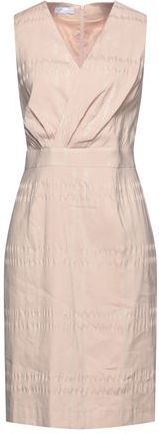 Donna Vestito midi Beige 46 53% Lino 44% Viscosa 1% Elastan 1% Poliammide 1% Fibra di metallo