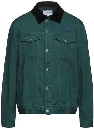 Uomo Capospalla jeans Verde scuro L 100% Cotone