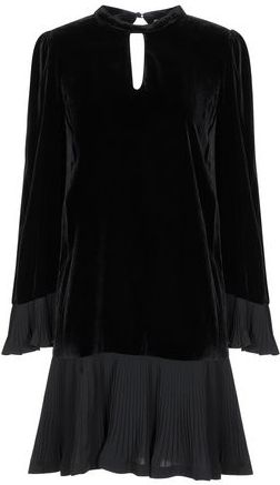 Donna Vestito corto Nero 38 82% Viscosa 18% Seta