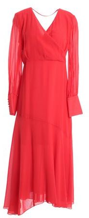 Donna Vestito midi Rosso 44 100% Seta Poliammide