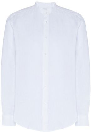 Uomo Camicia Bianco L 100% Lino