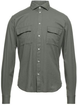 Uomo Camicia Verde militare S 97% Cotone 3% Elastan