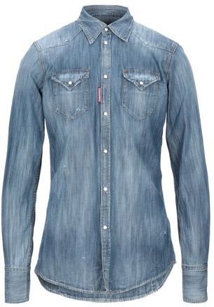 Uomo Camicia jeans Blu 48 100% Cotone