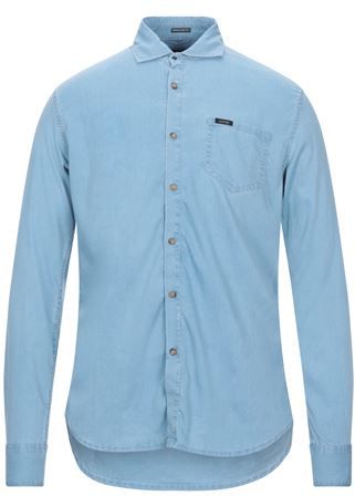 Uomo Camicia jeans Blu S 68% Lyocell 30% Poliestere 2% Elastan