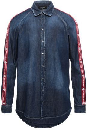Uomo Camicia jeans Blu 44 98% Cotone 2% Elastan