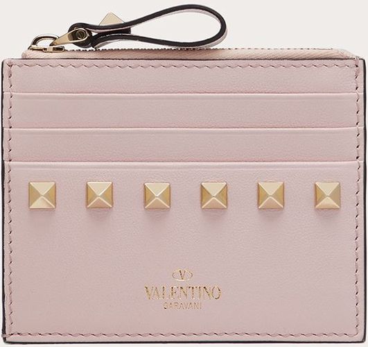 Portacarte Rockstud In Vitello Con Zip Donna Rose Quartz 100% Pelle Di Vitello - Bos Taurus OneSize