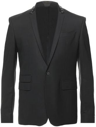 Uomo Blazer Nero 46 96% Lana Vergine 4% Elastan Pelle di agnello