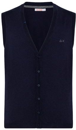 Uomo Gilet Blu S Cotone