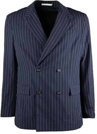 Uomo Blazer Blu M Cotone