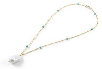 Donna Collana Oro one size Ottone Howlite Perline