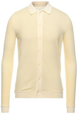 Uomo Cardigan Giallo chiaro M 95% Cotone 5% Elastan