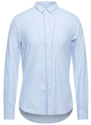 Uomo Camicia Celeste M 100% Cotone