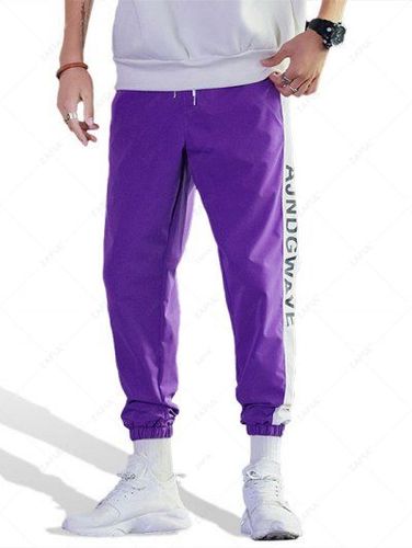 Letter Pattern Colorblock Casual Jogger Pants