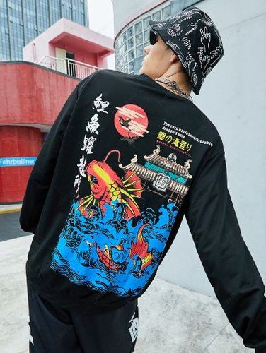 Carp Leaping Over Dragon Gate Chinoiserie Y2K Aesthetic Crewneck Sweatshirt