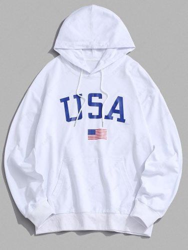USA American Flag Print Drop Shoulder Hoodie
