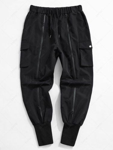 Zipper Detail Drawstring Cargo Techwear Pants