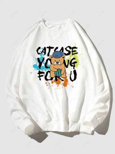 Cartoon Bear Letter Graphic Sweatshirt