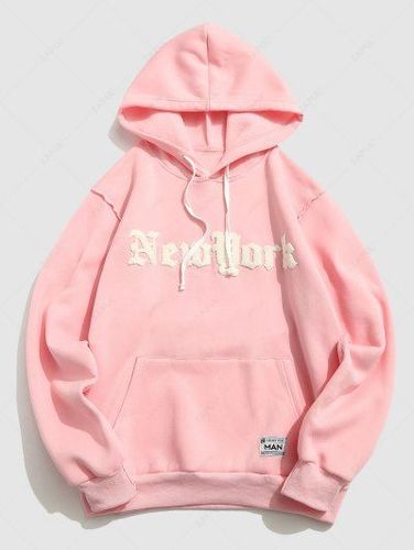 Letters Pattern Applique Essentials Fleece Hoodie