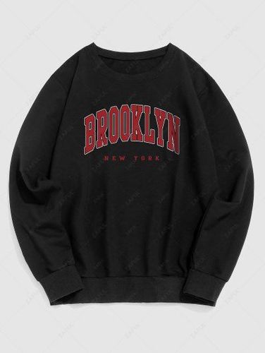 BROOKLYN Letter Print Crew Neck Vintage Sweatshirt