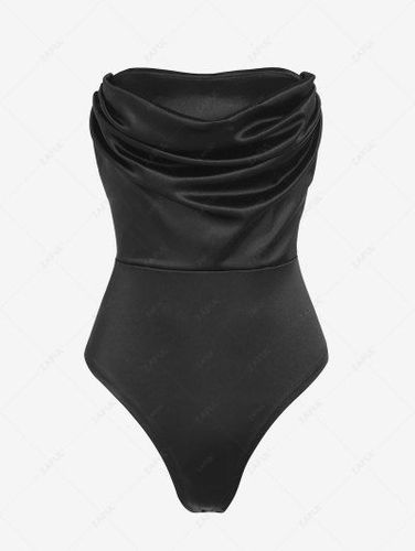 Silky Draped Cowl Front Strapless Bodysuit