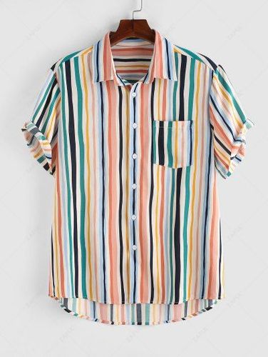 Colorful Striped Pattern Button Down Shirt
