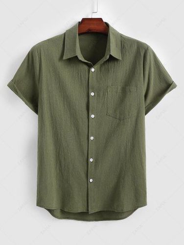 Front Pocket Design Solid Color Shirt