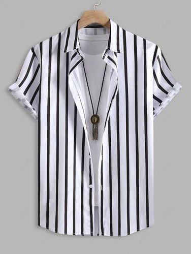 Button Up Striped Short Sleeve Shirt