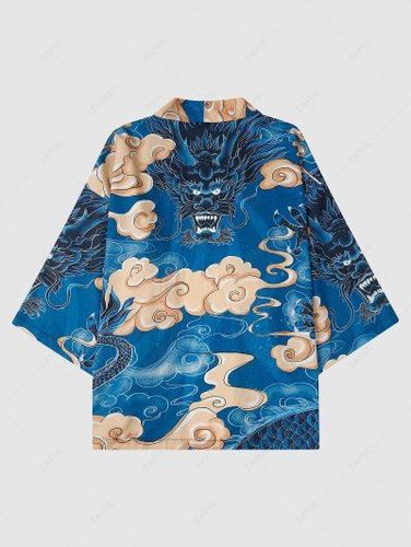 Auspicious Clouds and Chinese Dragon Print Kimono
