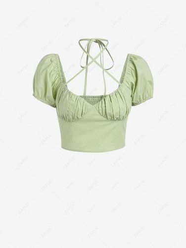 Smocked Criss Cross Halter Milkmaid Blouse