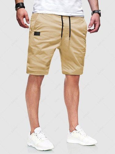 Solid Color Multi-pocket Drawstring Bermuda Shorts