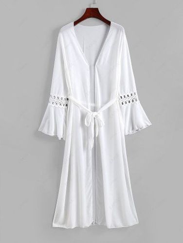 Semi-sheer Chiffon Belted Long Cover Up