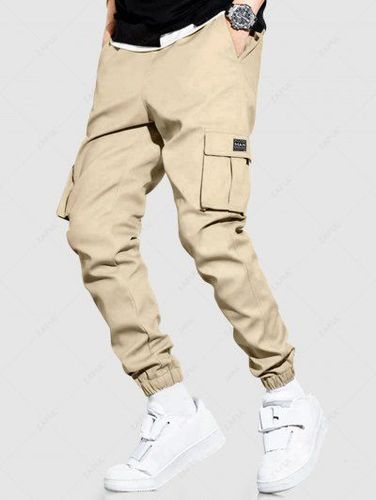 Solid Color Pockets Beam Feet Cargo Pants