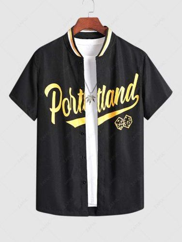 Letter and Dice Pattern Baseball Shirt